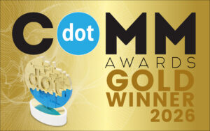 dotCOMM Awards Gold Winner 2026 - gold graphic with trophy image